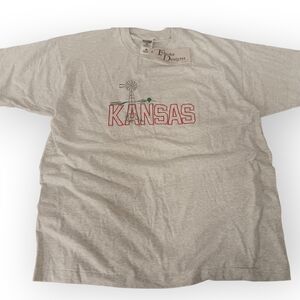 Fruit of the Loom Kansas Embroidered T-Shirt - Light Gray NWT - XL